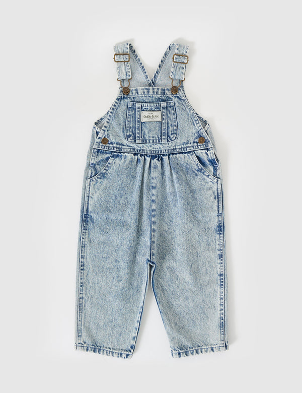 AUSTIN VINTAGE WASHED DENIM OVERALLS - Light Denim