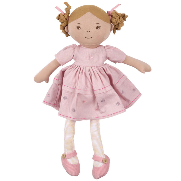 AMELIA LINEN DOLL WITH BROWN HAIR