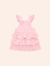 BLUSH CORD TIERED OVERALL DRESS