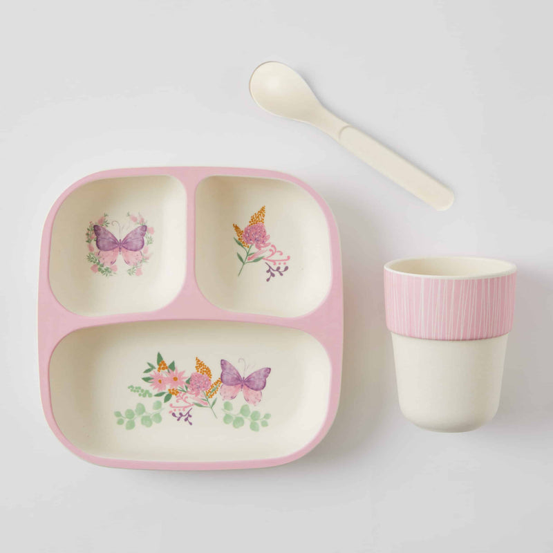 BUTTERFLY BAMBOO 3PC DIVIDER DINNER SET