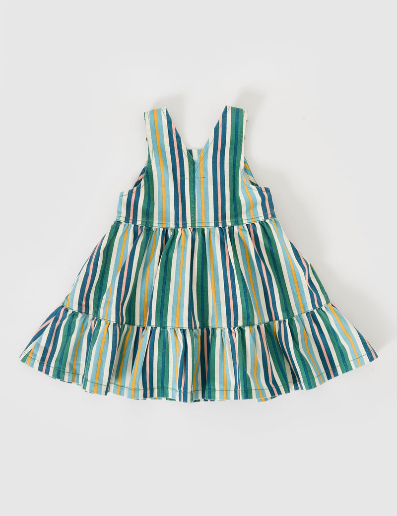 EVERGREEN STRIPE TULLY TIERED PINAFORE DRESS STRIPE