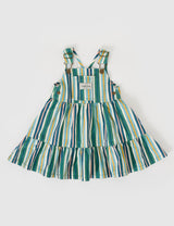 EVERGREEN STRIPE TULLY TIERED PINAFORE DRESS STRIPE