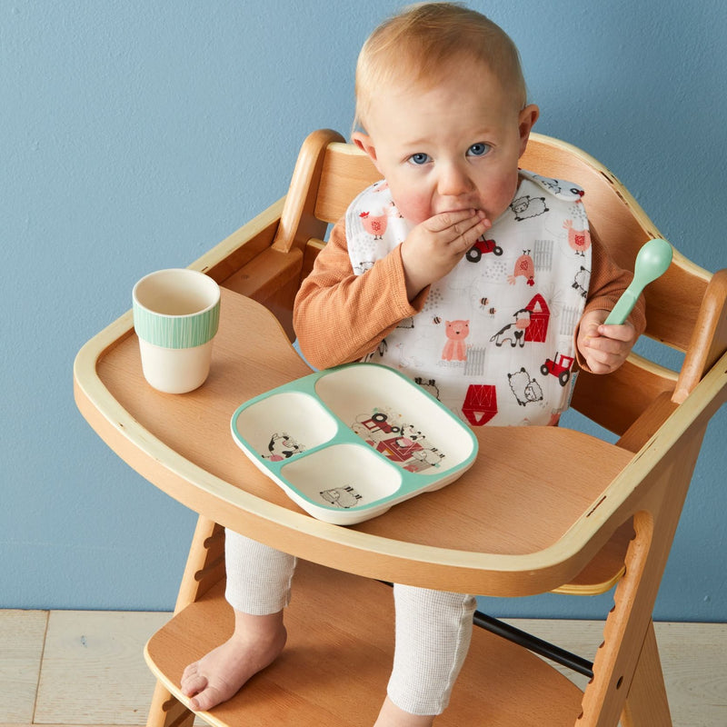 FARM ANIMALS BAMBOO 3PC DIVIDER DINNER SET