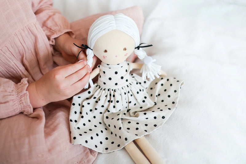 FRANKIE DOLL BLACK LINEN SPOT - 42cm