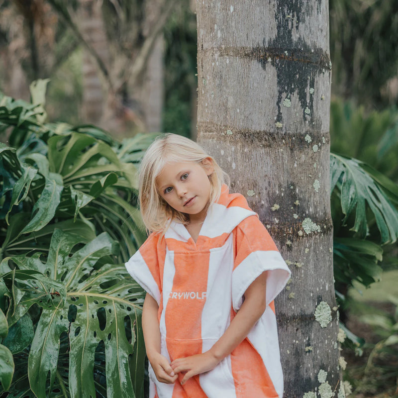 HOODED TOWEL Coral Stripe