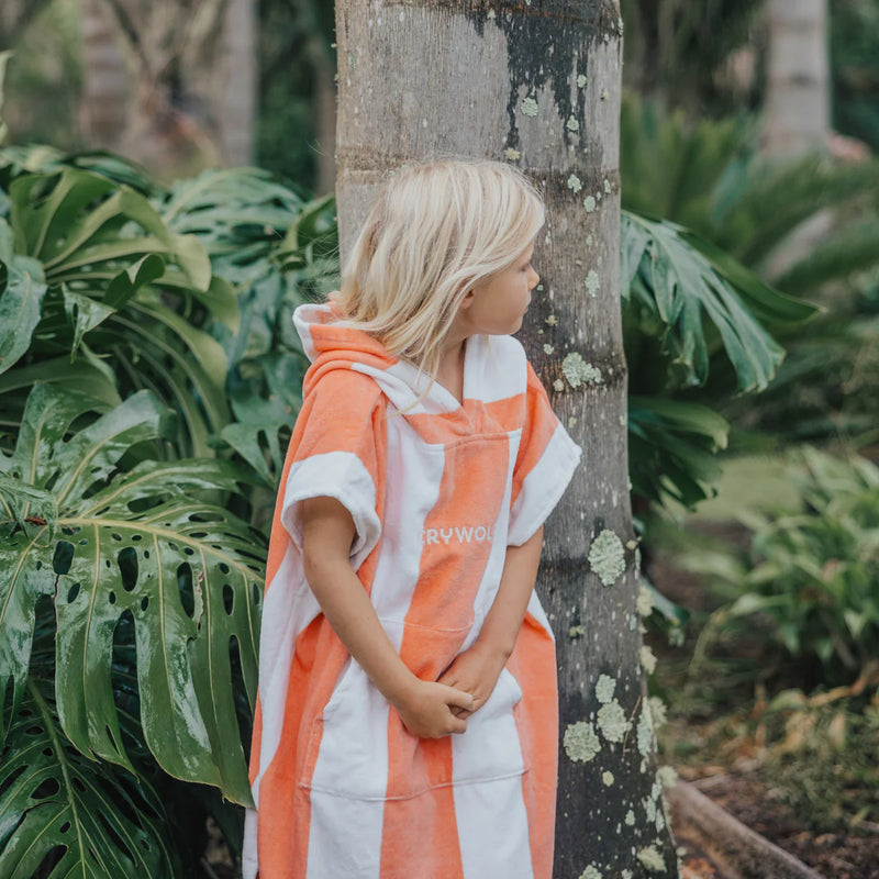 HOODED TOWEL Coral Stripe