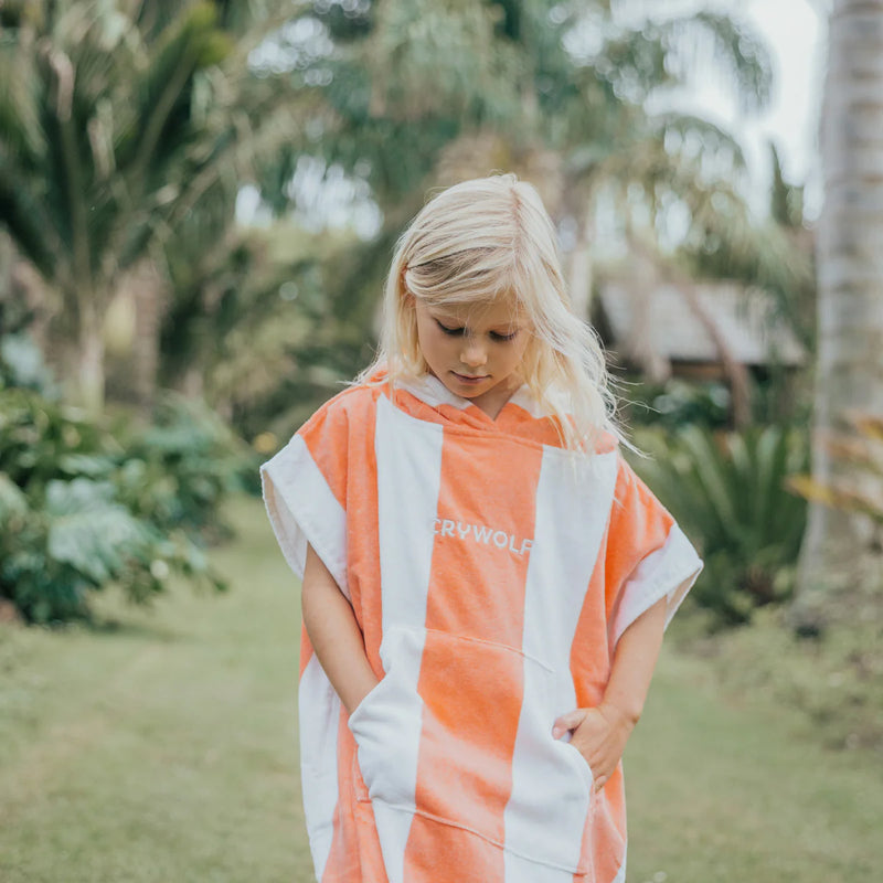 HOODED TOWEL Coral Stripe