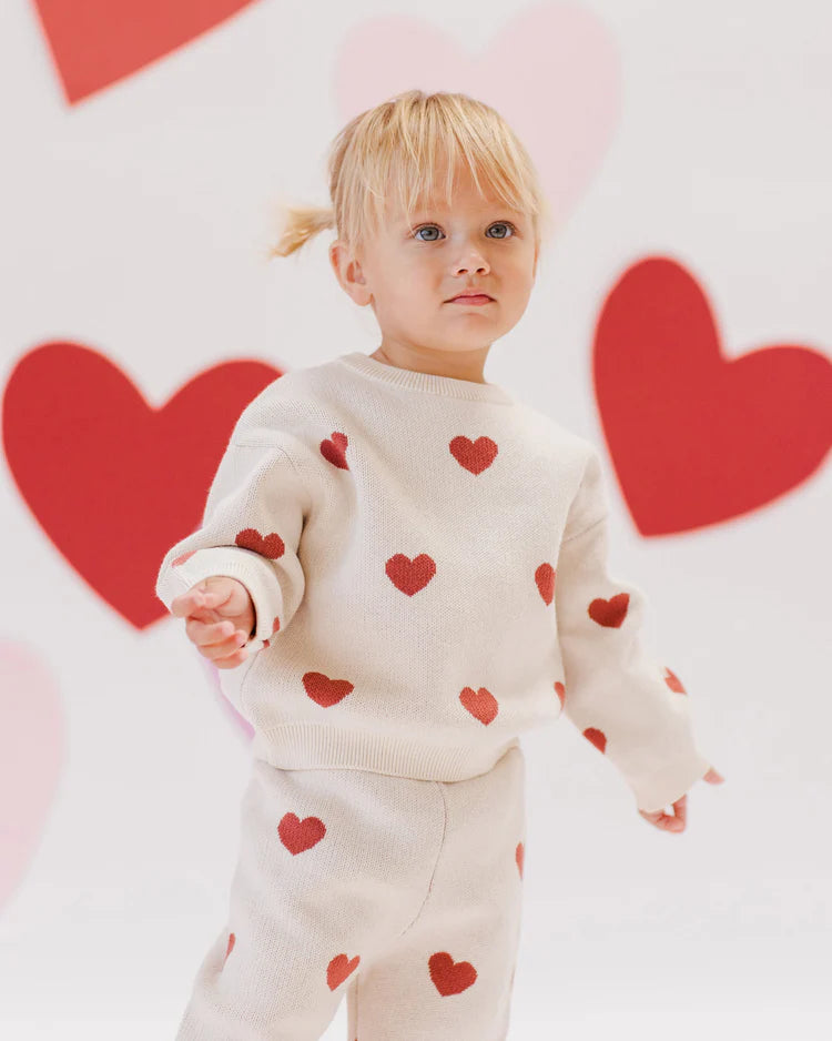 HEART KNIT PANTS - Natural