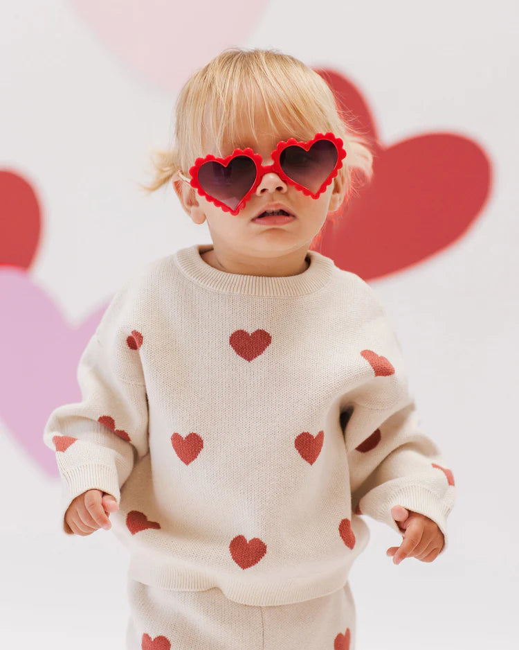 HEART KNIT SWEATER - Natural