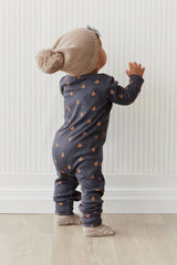 ORGANIC COTTON REESE ZIP ONEPIECE - Fox Cubs Constellation