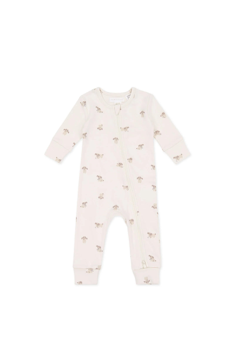 ORGANIC COTTON REESE ZIP ONEPIECE - Sasha Puppy Tofu