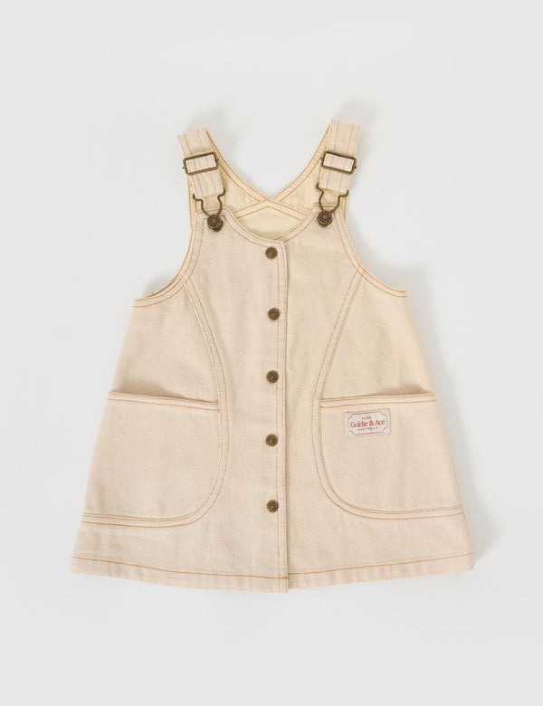 PENELOPE PINAFORE POCKET DRESS - Oat