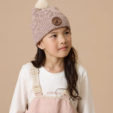 POM POM BEANIE - Mauve Speckle