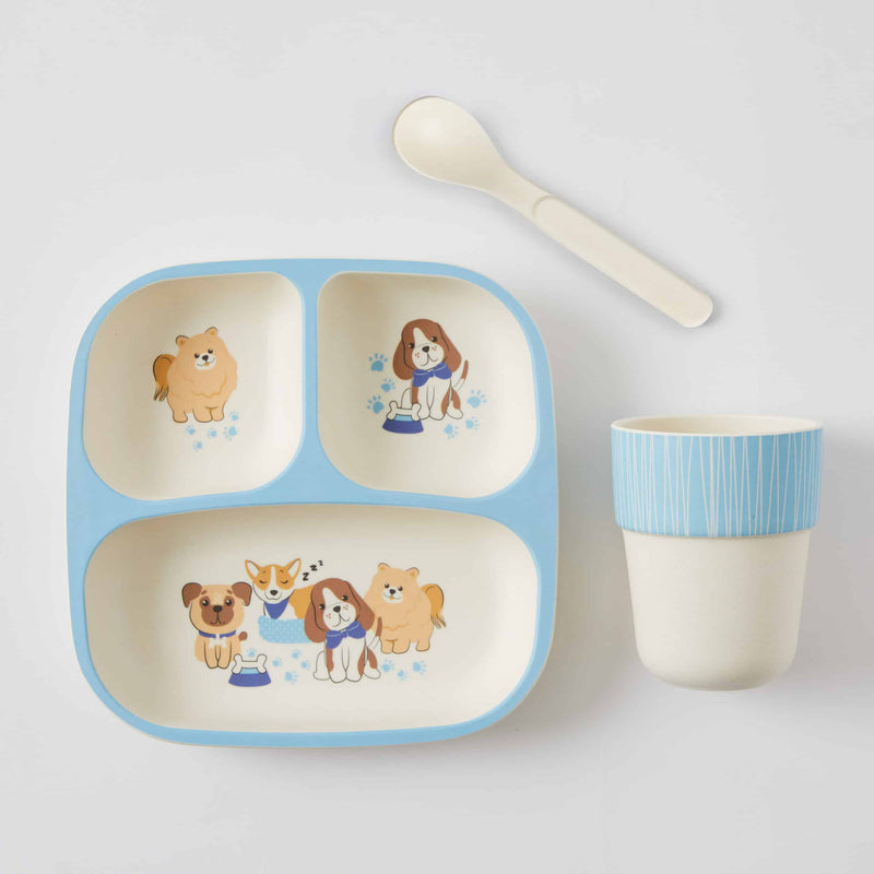 PAWSOME BAMBOO 3PC DIVIDER DINNER SET