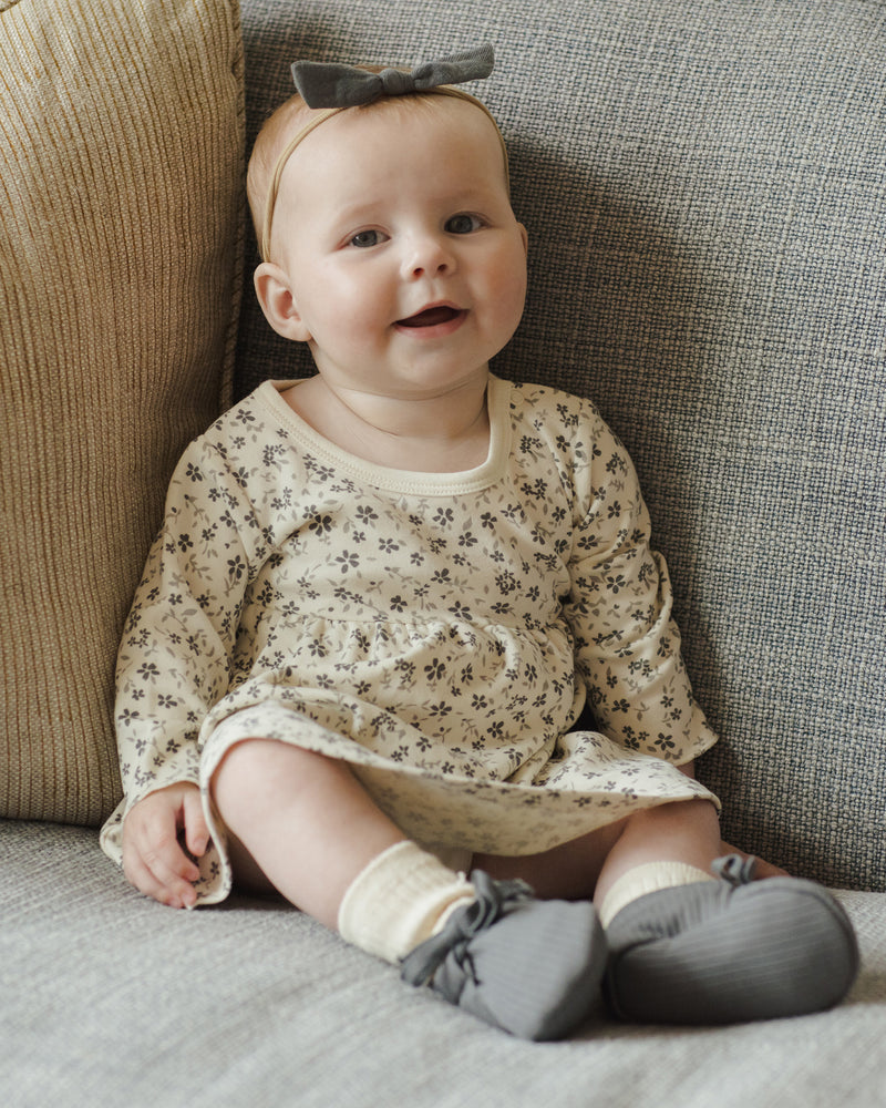 LONG SLEEVE BABY DRESS - Blue Floral