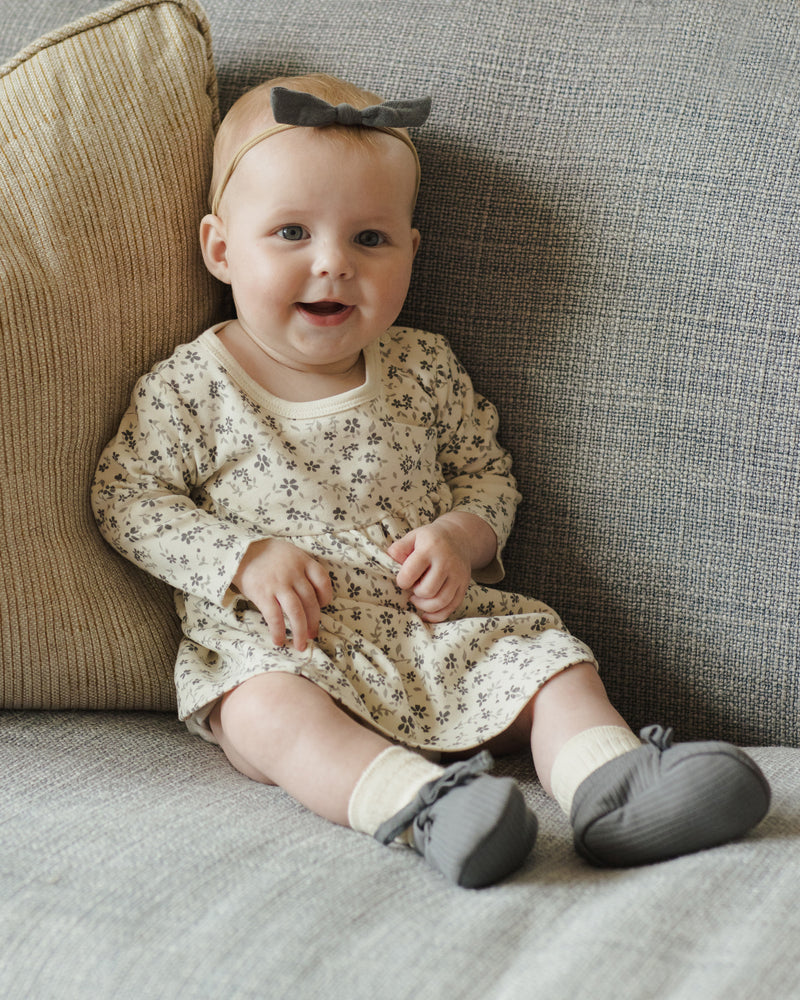 LONG SLEEVE BABY DRESS - Blue Floral