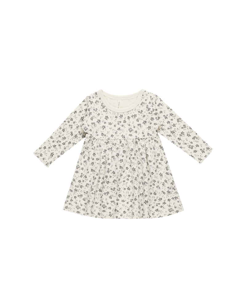 LONG SLEEVE BABY DRESS - Blue Floral