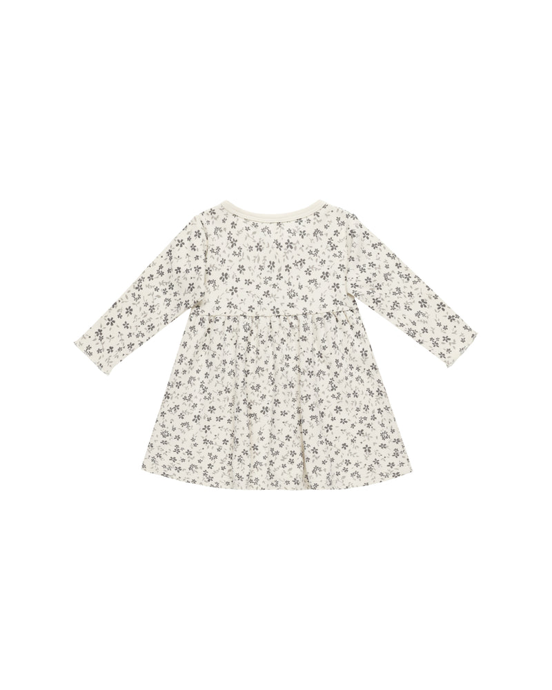 LONG SLEEVE BABY DRESS - Blue Floral