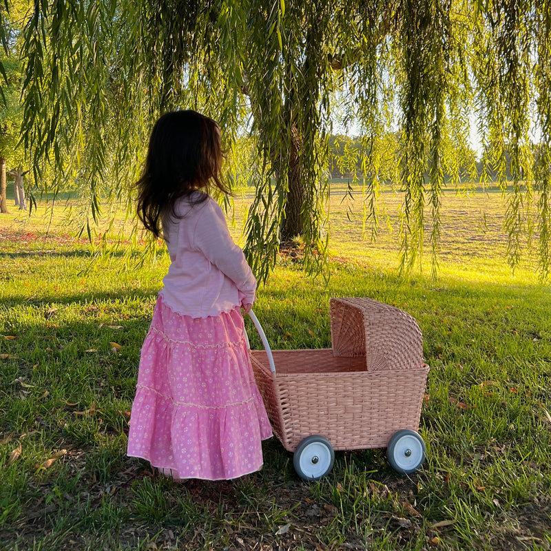 RATTAN STROLLEY - Seashell Pink