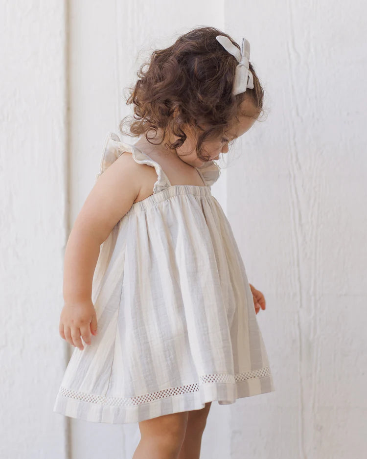 RUFFLED TANK DRESS - Sky Stripe