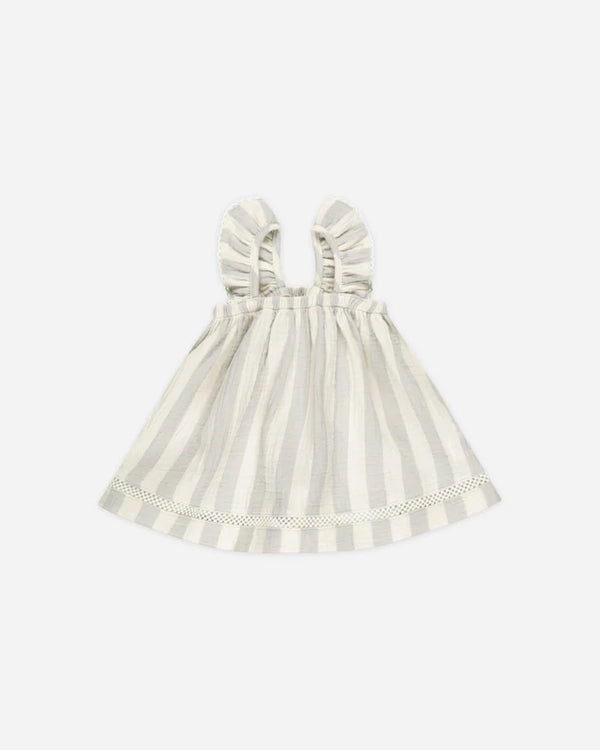 RUFFLED TANK DRESS - Sky Stripe