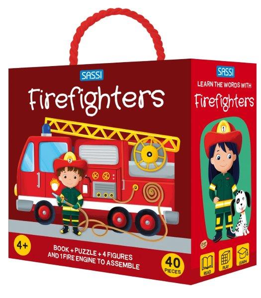 3D PUZZLE AND BOOK SET - Learn Shapes Firefighters , 40 pcs