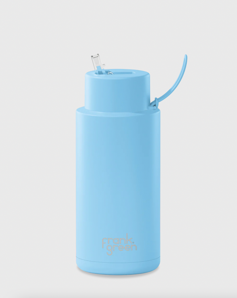 CERAMIC REUSABLE BOTTLE STRAW LID 1 litre - Sky Blue