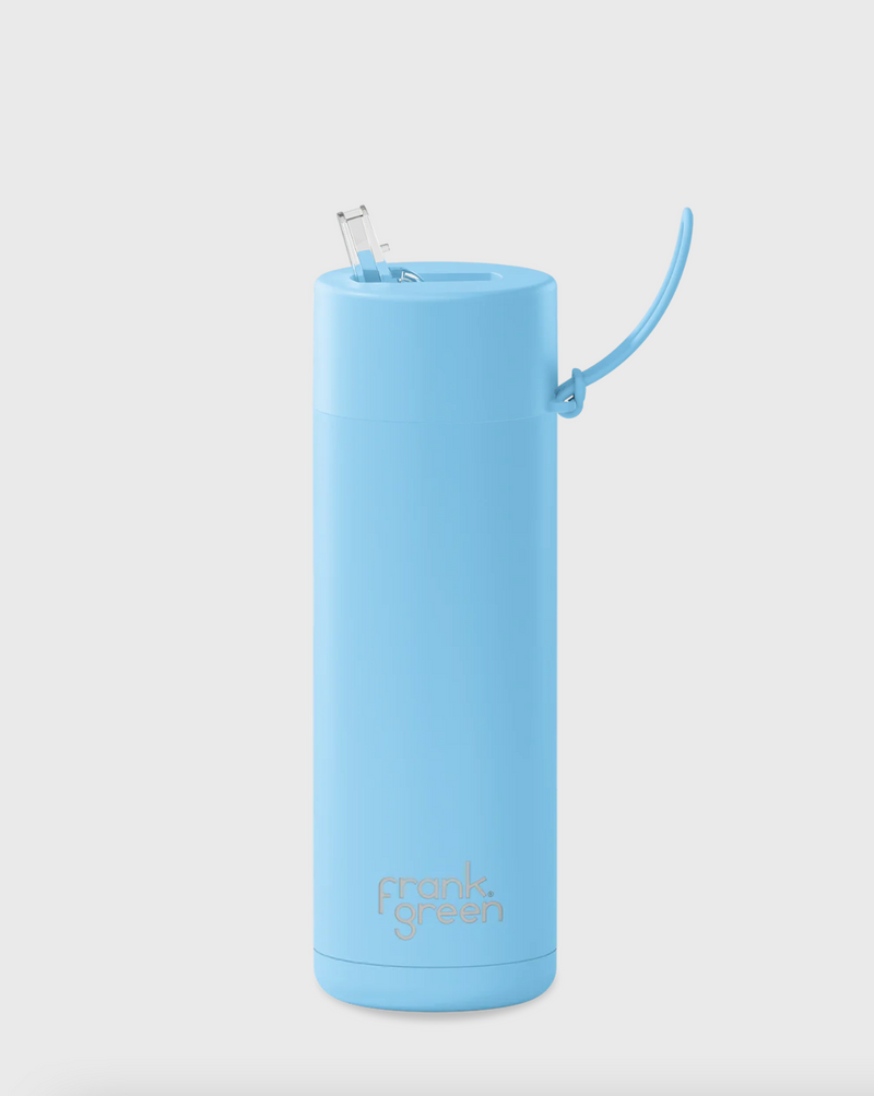 CERAMIC REUSABLE BOTTLE STRAW LID 595ml - Sky Blue