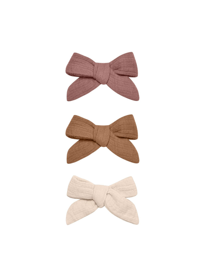 BOW CLIP SET - Fig, Cinnamon, Shell