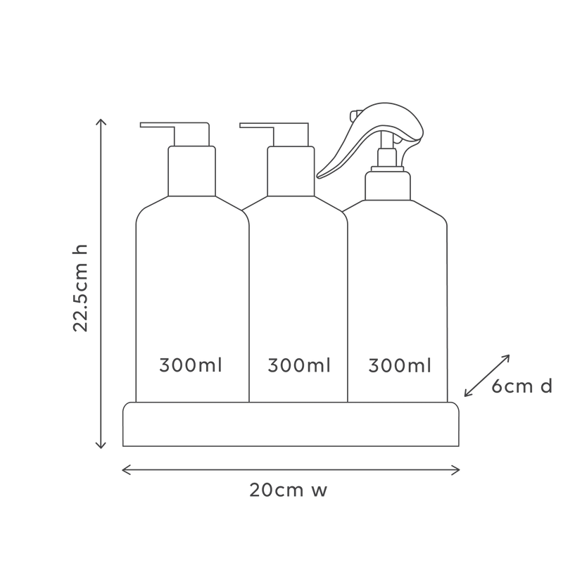 DISHWASHING LIQUID, HAND WASH & BENCH SPRAY + TRAY, PREMIUM KITCHEN TRIO m- kitchen trio - Lemon Myrtle & Honeydew