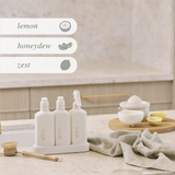 DISHWASHING LIQUID, HAND WASH & BENCH SPRAY + TRAY, PREMIUM KITCHEN TRIO m- kitchen trio - Lemon Myrtle & Honeydew