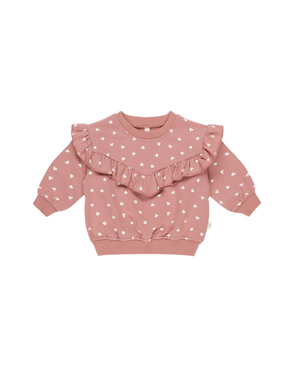 RUFFLE SWEATSHIRT - Lipstick Hearts